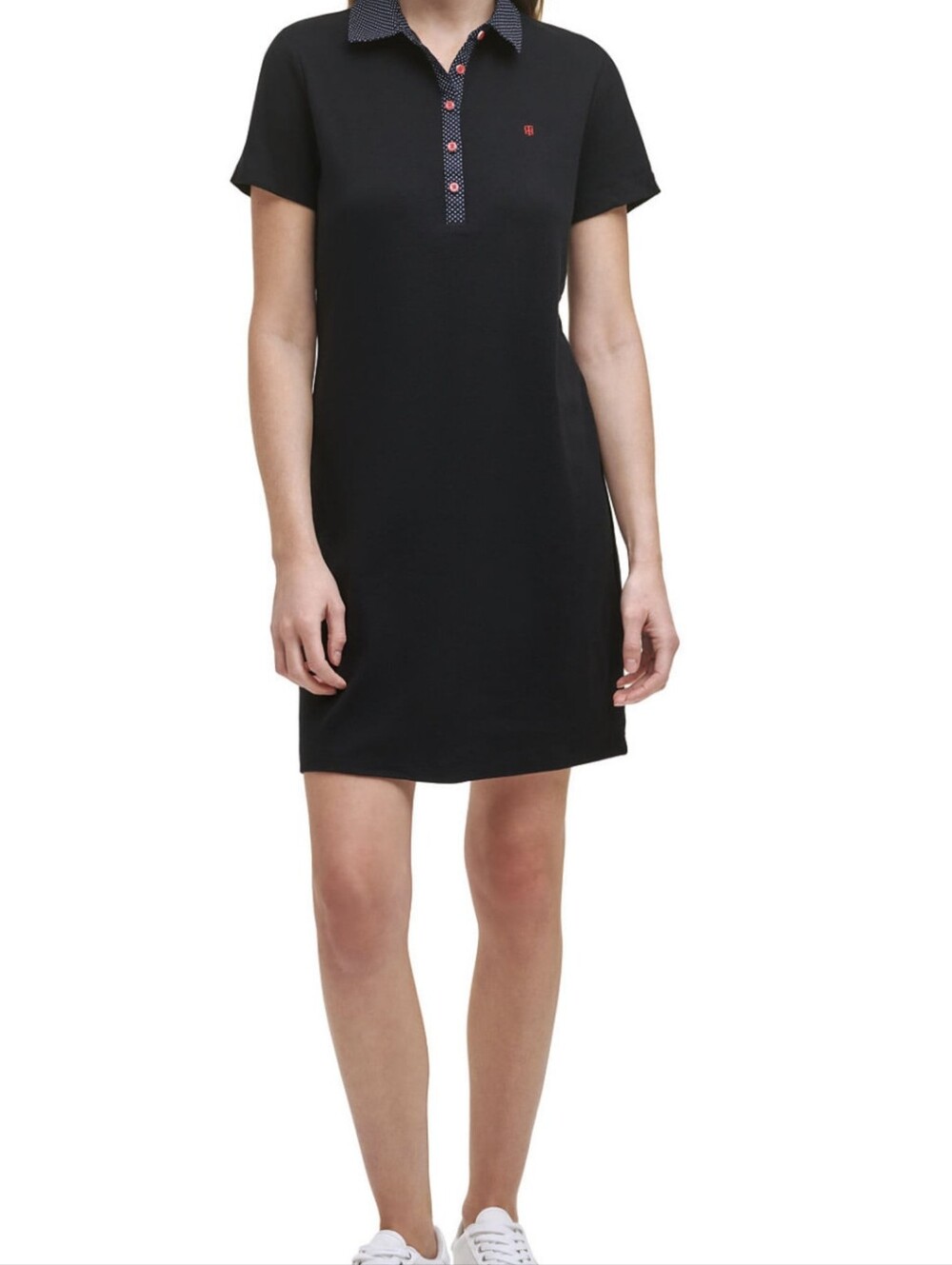 NEW Tommy Hilfiger Navy Dotted Short Sleeve Polo Mini Dress Size Small